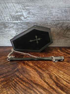 Black Gothic Style Coffin Clutch Crossbody Purse